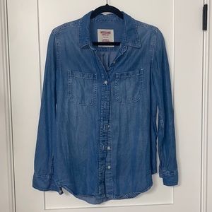 Faux Denim Button Down NWOT